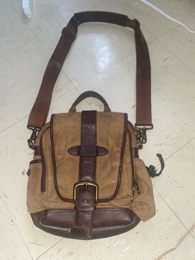 VINTAGE L.L. BEAN VINTAGE  BAG  WAXED UNISEX UTILITY BAG CANVAS & LEATHER AS IS!